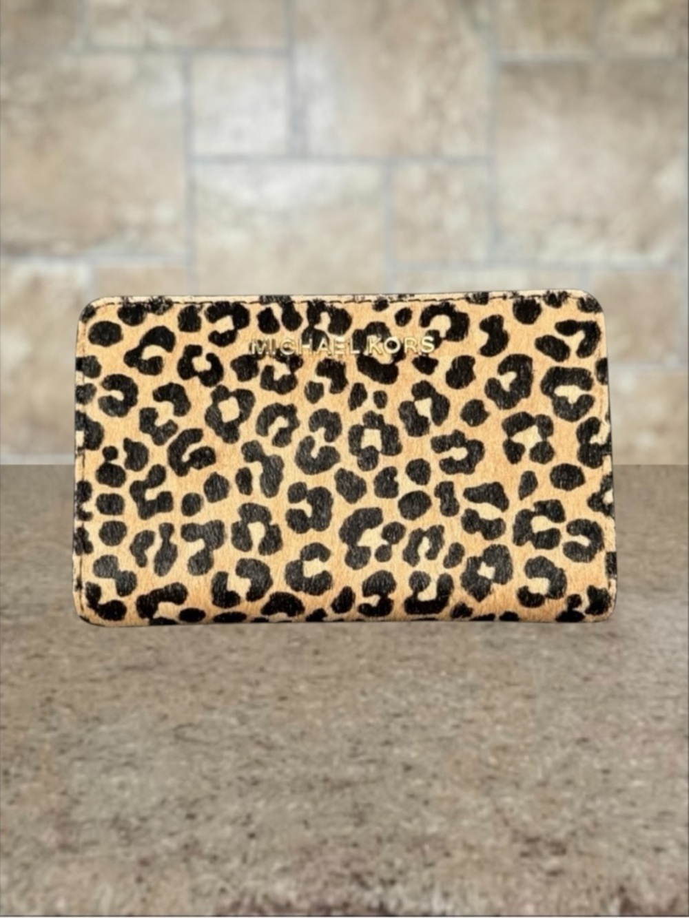 Michael Kors Small ZA Card Case Calf Hair Cheetah Leopard Print Black Multi